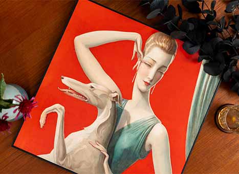 Cuadro – Elegant Woman and Afghan Hound de Wladyslaw Benda